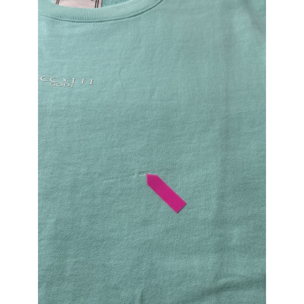 GODI Mens Short Sleeve French Terry Sweatshirt Mint Green Crew Neck Small 00497 - Picture 3 of 6